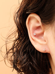 14K Gold Mini Cubic Point Flower Cartilage Earring 20G18G16G