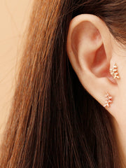 14K Gold Simple Leaf Cartilage Earring 20G18G16G