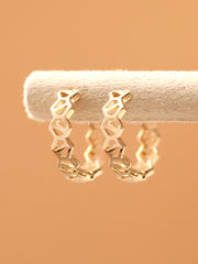 14K Gold Honeycomb Hoop Earring