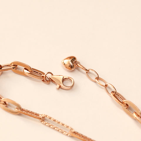 14K 18K Gold Unblanced Roundy Sqaure Clip Chain Bracelet