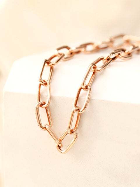 14K Gold Bold Letter H Clip Chain Bracelet