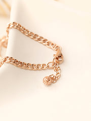 14K Gold Rose Heart Chain Bracelet