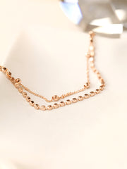 14K 18K Gold Two lines Square Ball Chain Layered Bracelet