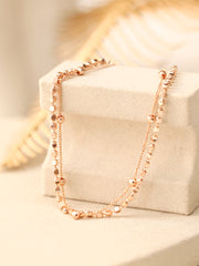 14K 18K Gold Two lines Square Ball Chain Layered Bracelet
