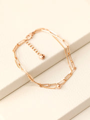 14K 18K Gold Two lines Clip Layered Chain Bracelet