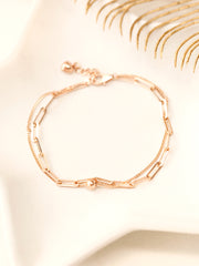14K 18K Gold Two lines Clip Layered Chain Bracelet