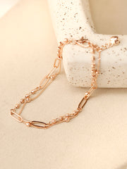 14K 18K Gold Roche Cutting Ball Clip two lines Chain Bracelet