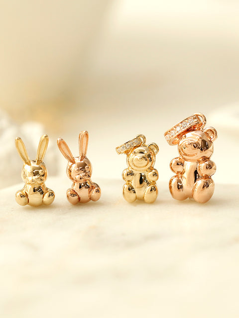 14K 18K Gold Rabbit Bear Necklace Pendant
