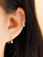14K Gold Point Cubic Cartilage Hoop Earring