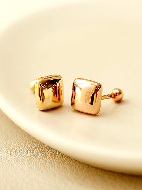 14K Gold Bold Square Cartilage Earring 18G16G