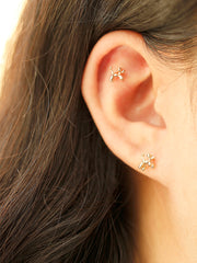 14K Gold Puppy Cartilage Earring 20G18G16G
