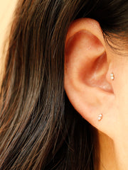 14K Gold Mini Double Cubic Cartilage Earring 20G18G16G