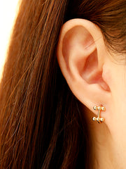 14K Gold Letter H balls Cartilage Hoop Earring