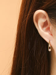 14K 18K Gold Simple Double Cubic Drop Cartilage Hoop Earring