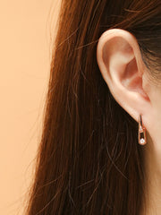 14K 18K Gold Simple Double Cubic Drop Cartilage Hoop Earring