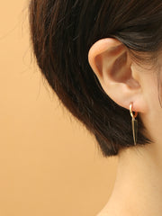 14K 18K Gold Edge Triangle Drop Cartilage Hoop Earring