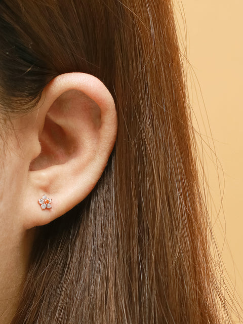 14K Gold 5 Petals Cubic Flower Cartilage Earring 20G18G16G