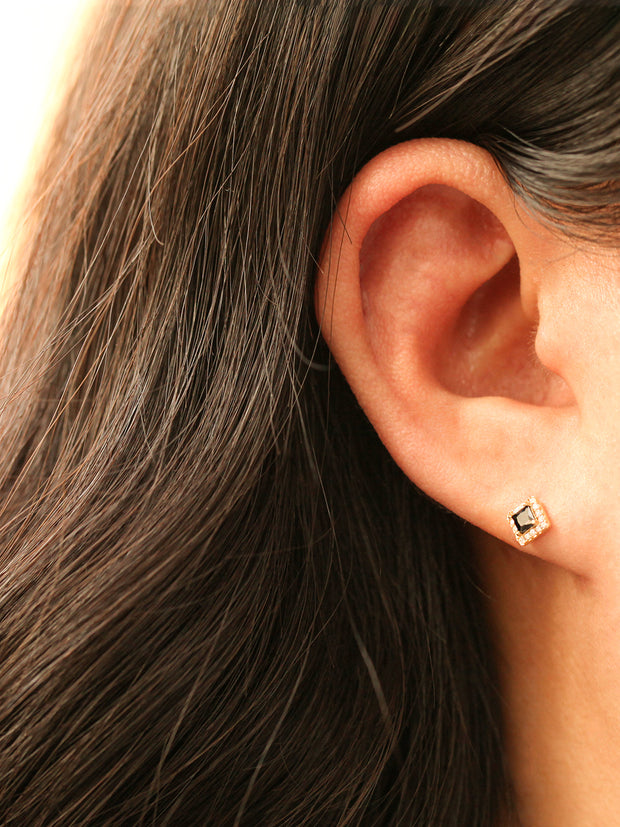 14K Gold Bling Square CZ Cartilage Earring 20G18G16G
