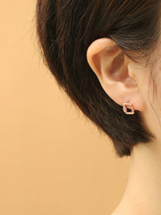 14K 18K Gold Open Cubic Square Cartilage Hoop Earring