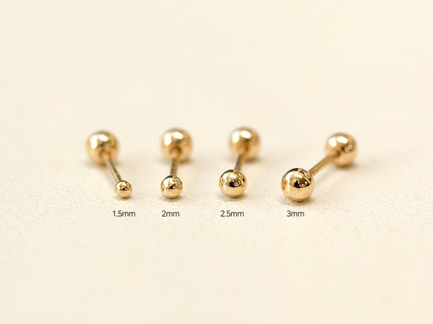14K Gold Heavy Ball Cartilage Earring 20G18G16G