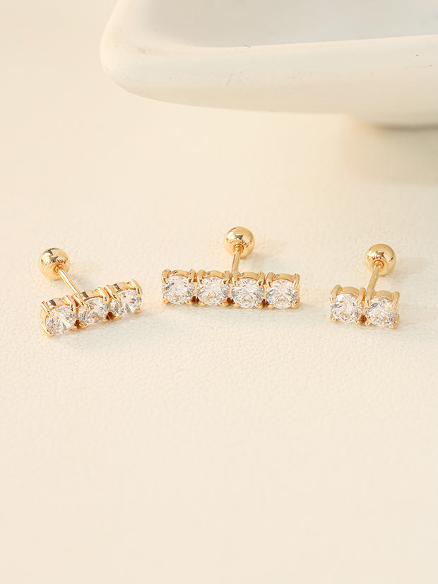 14K Gold Crystal Bar Cartilage Earring 20G18G16G