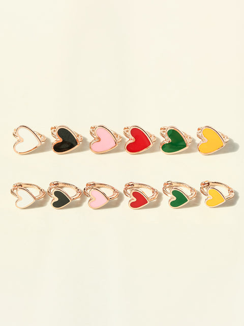 14K 18K Gold Enamel Heart Cartilage Hoop Earring