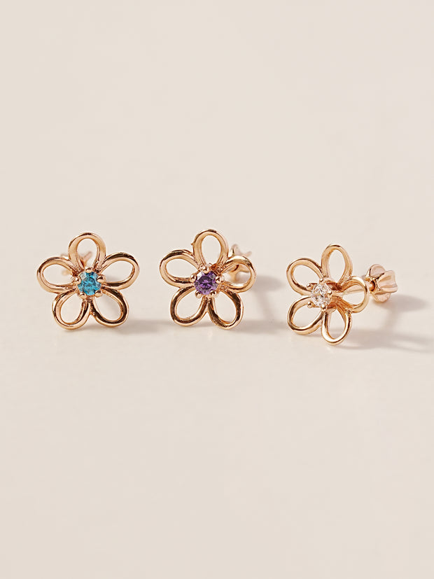 14K Gold Daisy Colorful Cubic Flower Cartilage Earring 18G16G