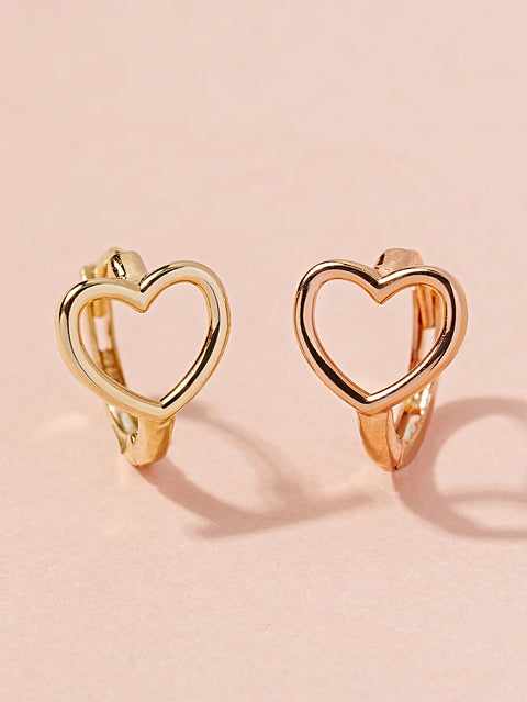 14K 18K Simple Heart Line Cartilage Hoop Earring