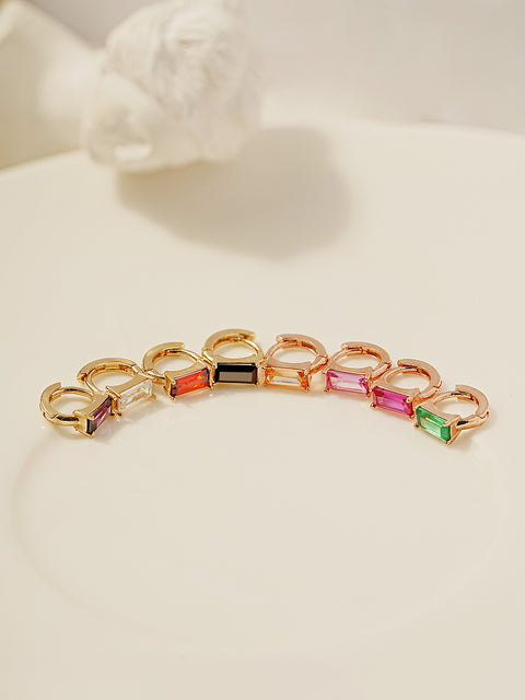 14K 18K Gold Color Baguette Cartilage Hoop Earring