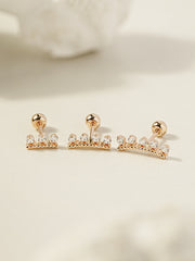 14K Gold CZ Tiara Cartilage Earring 20G18G16G