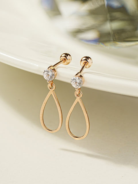 14K Gold Line Waterdrop Cartilage Earring 20G18G16G