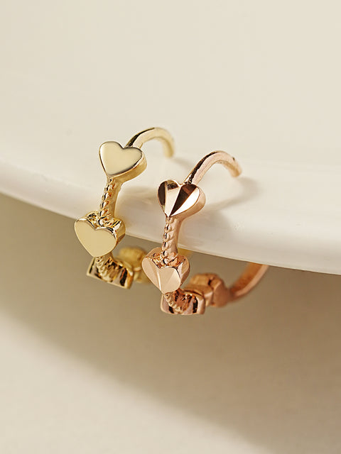 14K 18K Heart dot Cartilage Hoop Earring