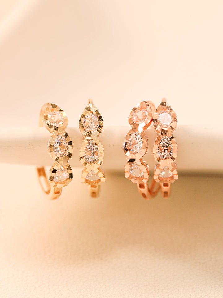 14K 18K Gold Triple Waterdrop Cubic Cartilage Hoop Earring