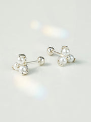 925 Silver Triangle Pearl Cartilage Earring 20G
