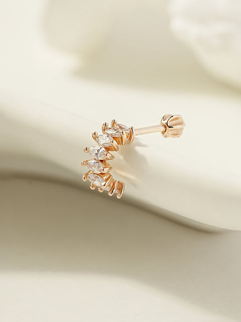 14K Gold Wing Curve Cubic Cartilage Earring 18G16G