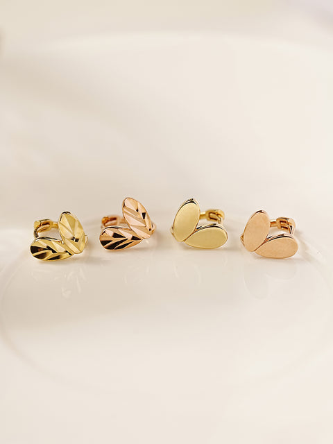 14K 18K Gold Leaf Heart Cartilage Hoop Earring