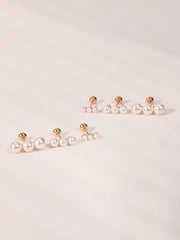14K Gold Triple Pearls Stick Cartilage Earring 20G18G16G