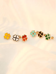 14K Gold Enamel Color Clover Cartilage Earring 20G18G16G