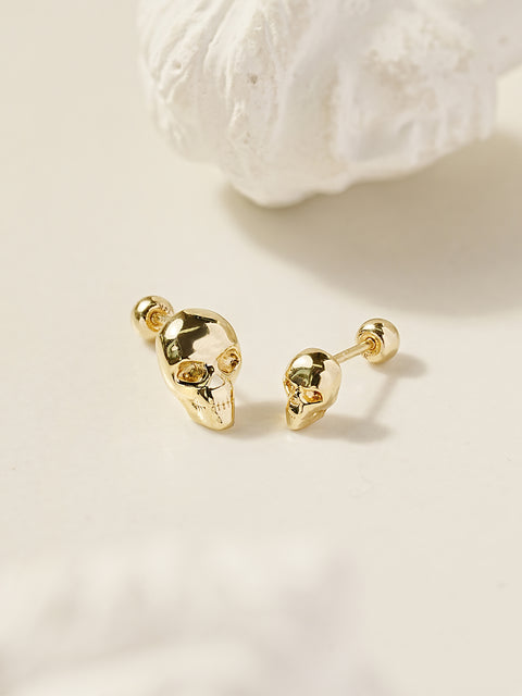 14K Gold Pop Skull Cartilage Earring 20G18G16G