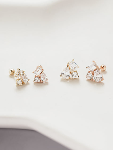 14K Gold Cluster Cubic Cartilage Earring 20G18G16G