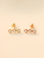 14K Gold Trio CZ Cartilage Earring 20G18G16G