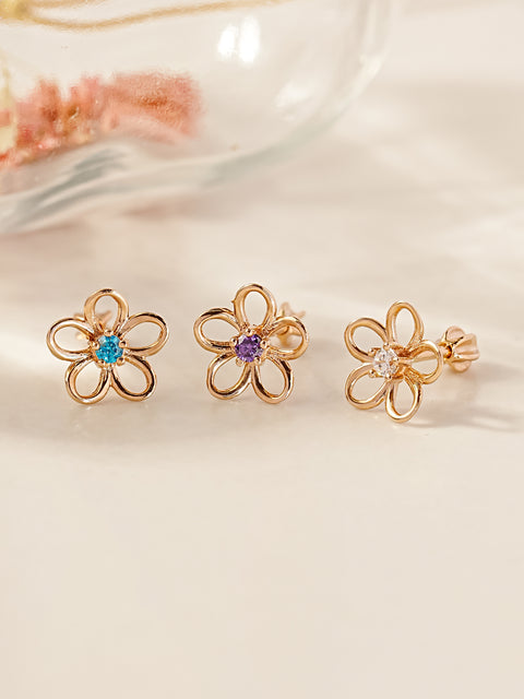 14K Gold Daisy Colorful Cubic Flower Cartilage Earring 18G16G