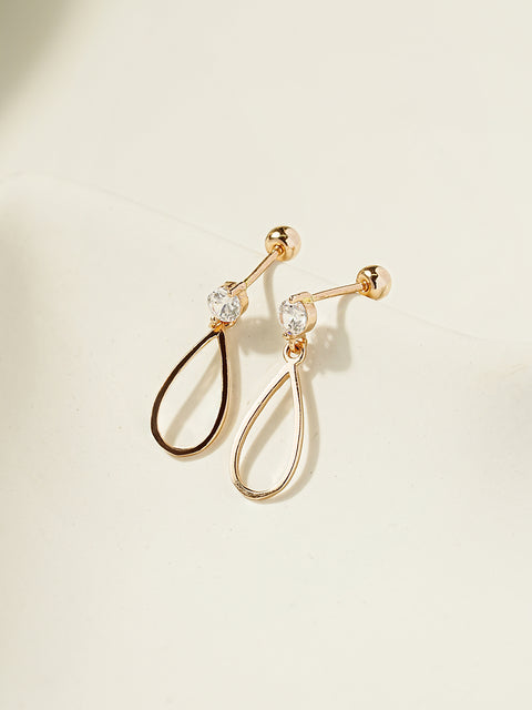14K Gold Line Waterdrop Cartilage Earring 20G18G16G
