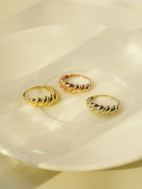 14K 18K Gold Hallow Croissant Ring