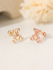 14K Gold Cartoon Bear Cartilage Earring 20G18G16G