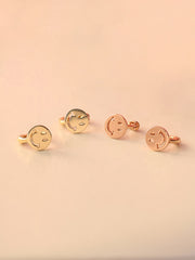 14K 18K Gold Happy Smile Face Cartilage Hoop Earring