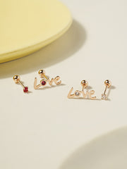 14K Gold Love Cubic Set Cartilage Earring 20G18G16G