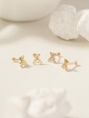 14K Gold Cartoon Teddy Bear Internally Threaded Labret Piercing 18G16G