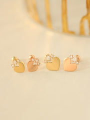 14K Gold Crown Cubic Heart Cartilage Earring 20G18G16G