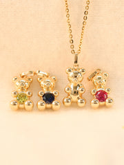 14K 18K Gold Huggy Bear Pendant Necklace